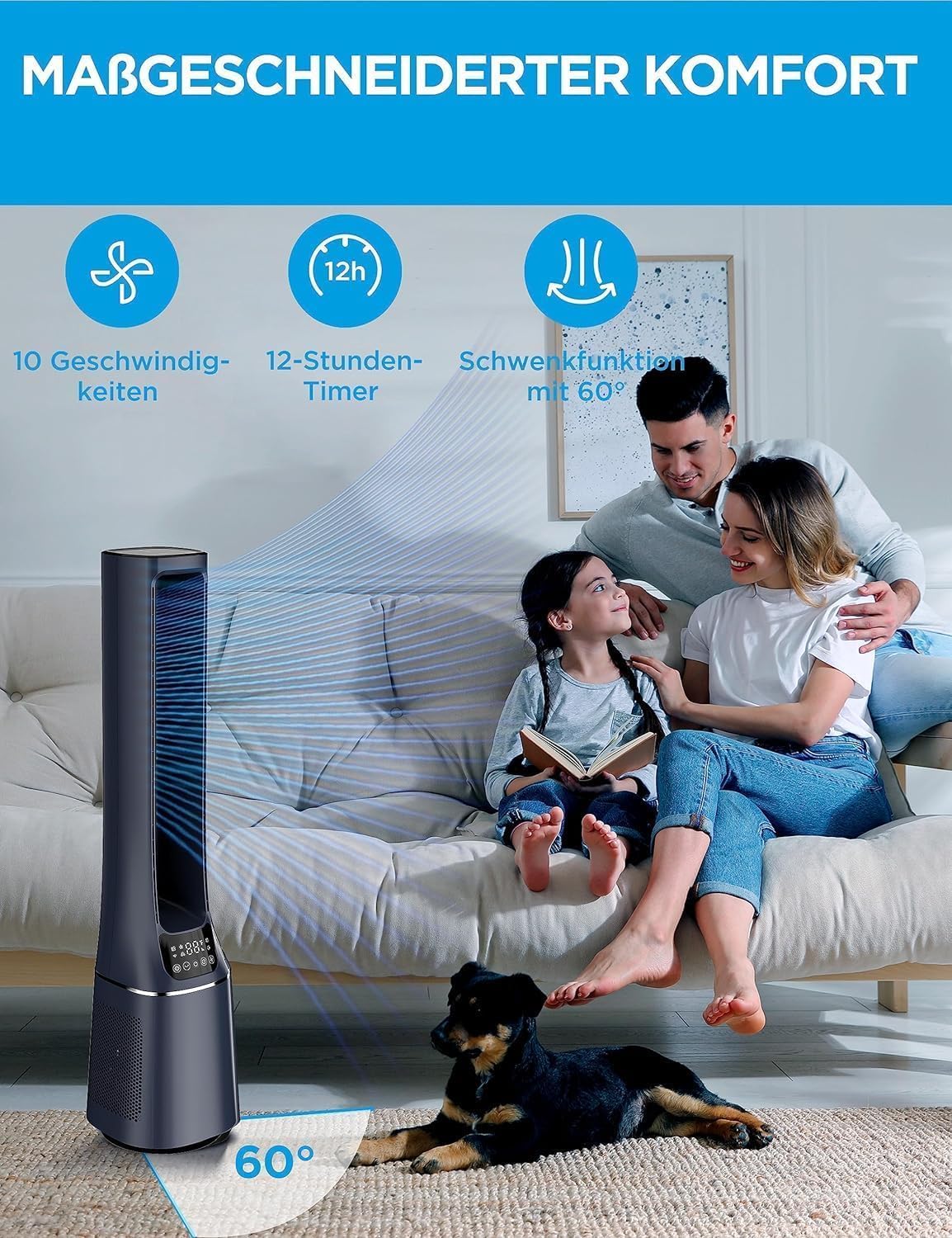 2-in-1 Turmventilator und Luftreiniger MFP-120i (BL)
