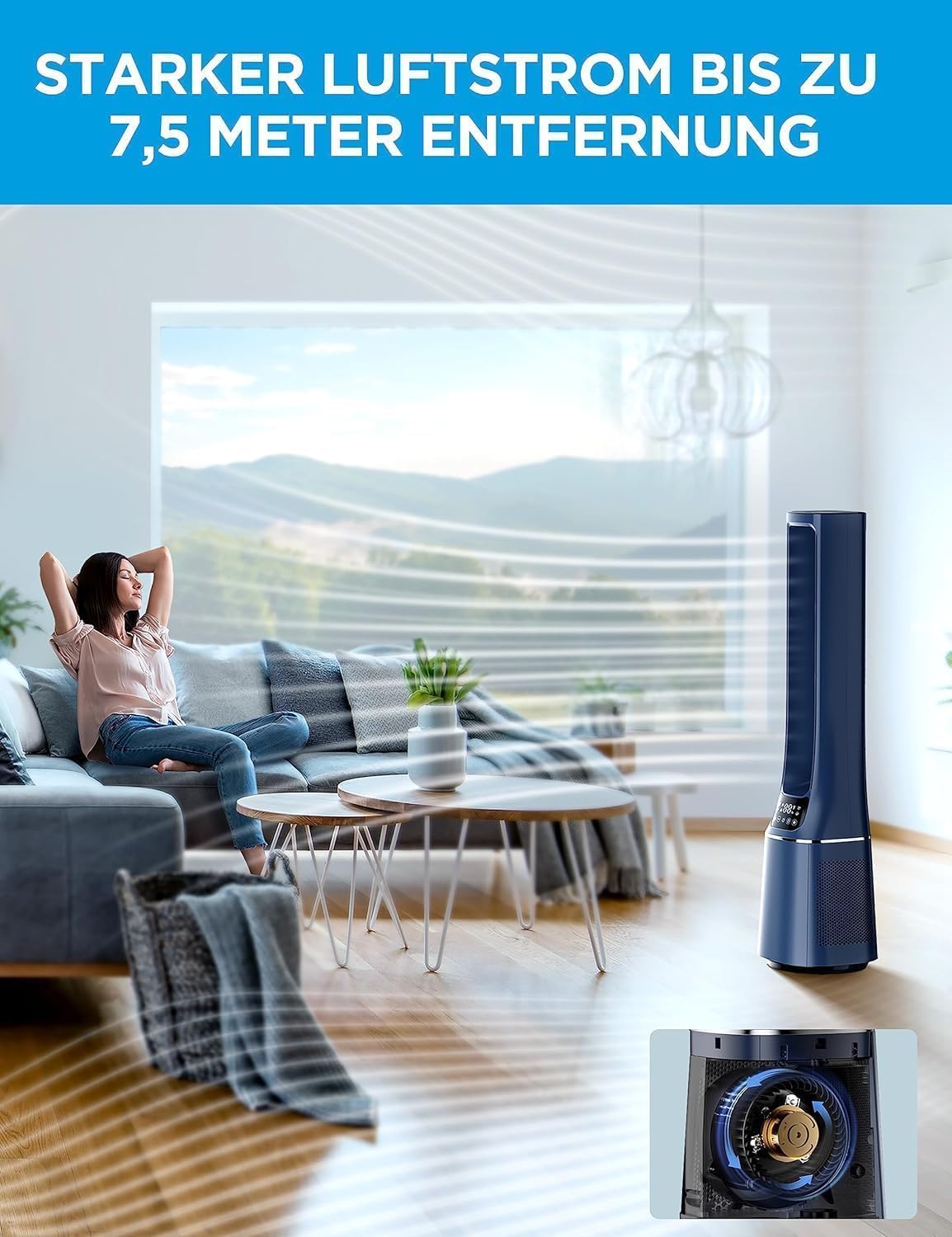2-in-1 Turmventilator und Luftreiniger MFP-120i (BL)